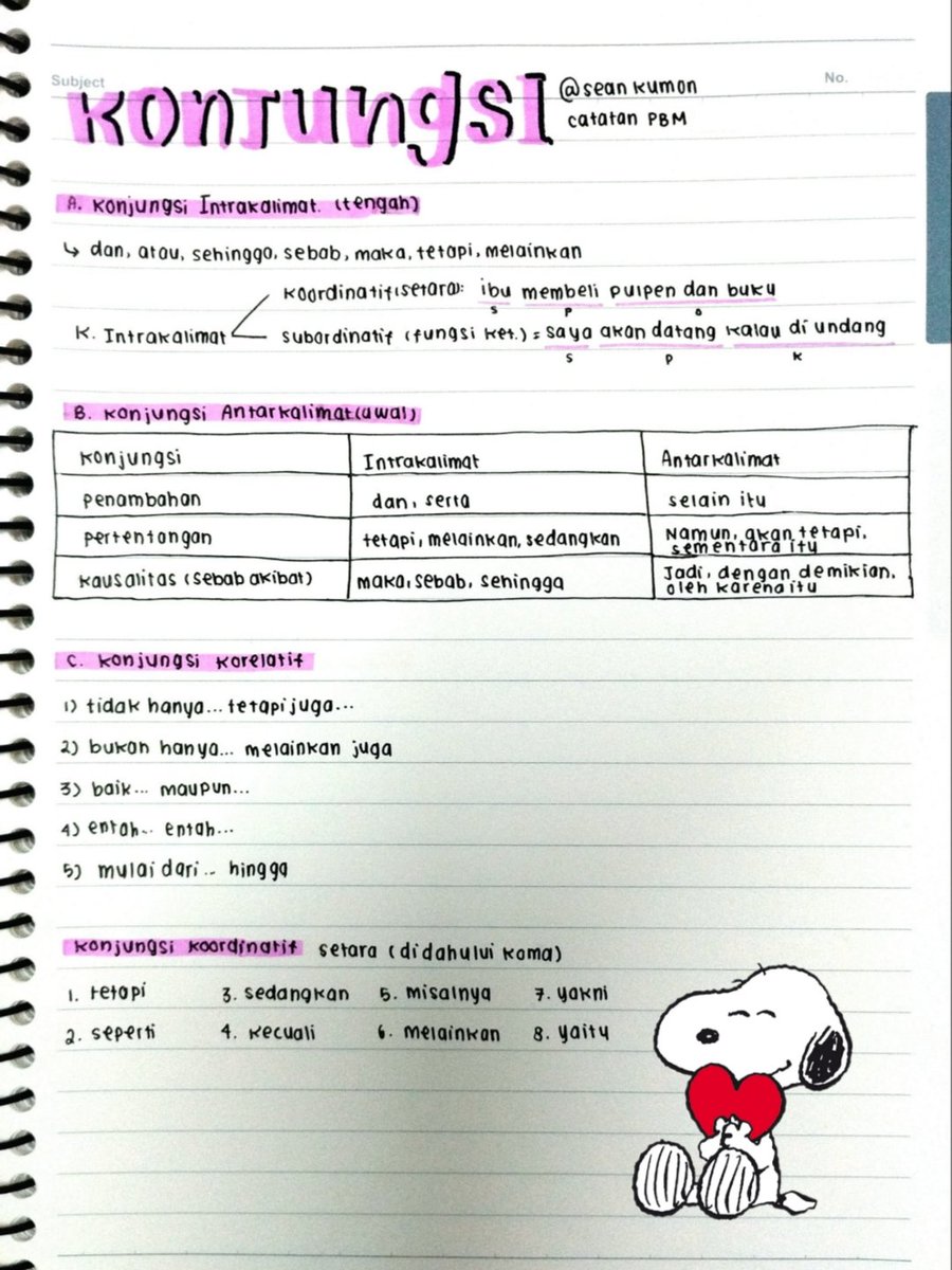 seankumon's tweet photo. 𝘴𝘦𝘢𝘯𝘬𝘶𝘮𝘰𝘯'𝘴 𝓢tudy 𝓓iary :-) ♥️

ini ada sedikit catatan pas aku supin barusan materi pbm (konjungsi)

🪆.. 08/04/26! ☆ https://t.co/v9uqDZunLe