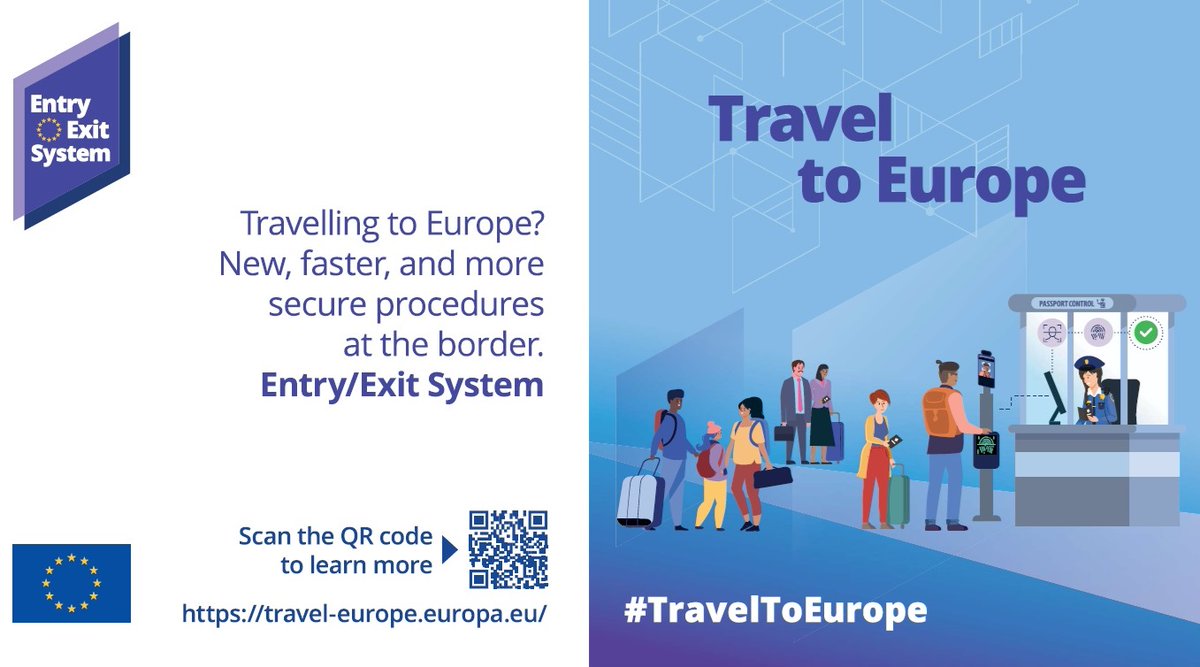 PLinErbil's tweet photo. The Entry/Exit System is Europe’s new border management system for registering travelers entering EU for a short stay. From  10 April 2026, the system will be fully operational. More: https://t.co/jkI7l2ux8v #TravelToEurope https://t.co/WDnzETEtqv