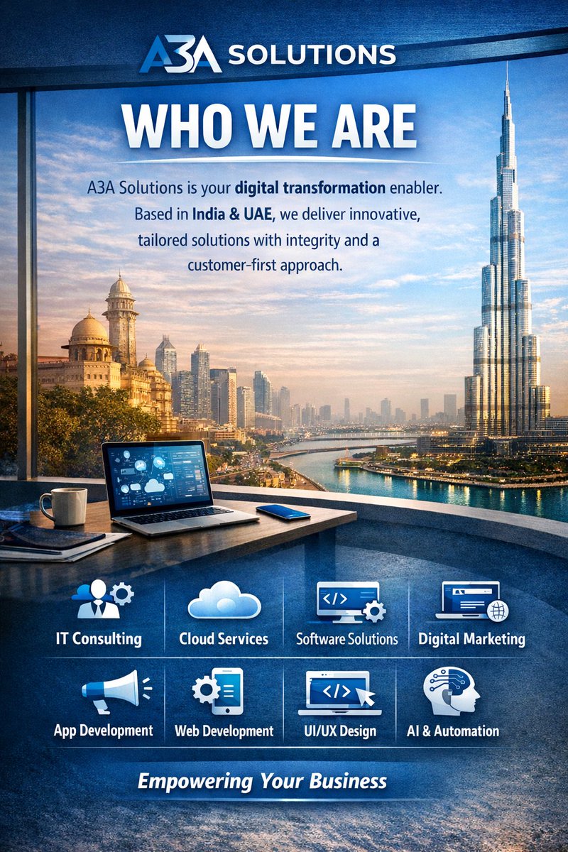 a3asolutions's tweet photo. Your business deserves smarter tech. 🚀

A3A Solutions = Cloud ☁️ + AI 🤖 + Web 💻 + Growth 📈
We don’t just build solutions.
We build impact.

#DigitalTransformation #AI #StartupGrowth https://t.co/FwmnzId5kK
