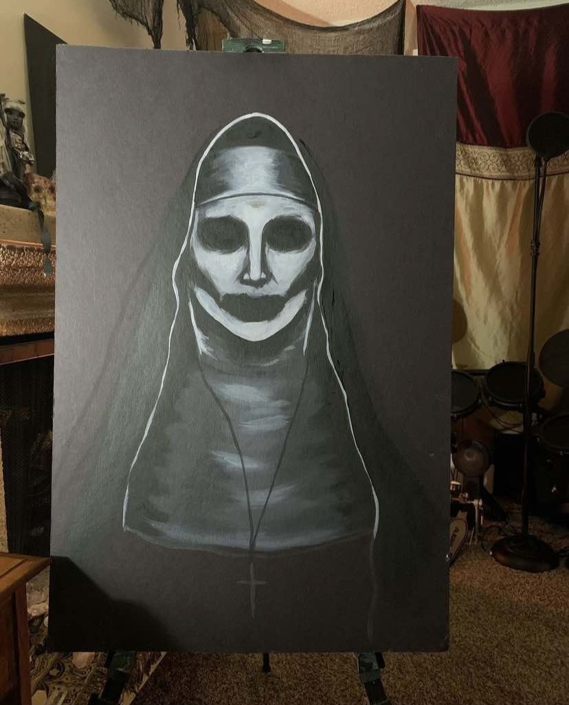 FluffyLux's tweet image. #valak #workinprogress #acrylicpainting #horrorart