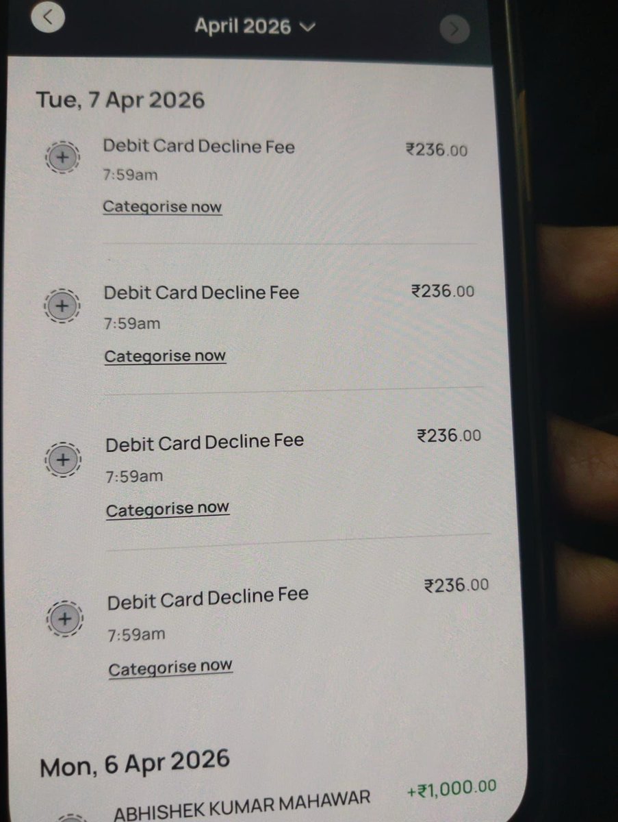anoinv's tweet photo. 🚨 FRAUD ALERT 🚨  

Made 1 debit card txn on Jupiter — it FAILED due to card freeze. After unfreezing, I was charged decline fee 4 TIMES!  

💸 ₹236 × 4  
📌 Same Transaction ID  

This looks like clear FRAUD / overcharging.  

@TheJupiterApp @FederalBankLtd refund immediately https://t.co/FaSB1NQ9JD