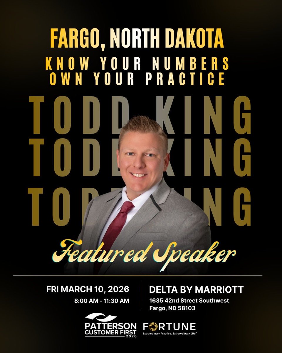powerteamadv's tweet photo. This Friday in FARGO, I’ll be speaking on what it really means to become the CEO of your practice:
• Knowing your numbers
• Leading your team with intention
• Making decisions from data, not pressure

#DentalPractice
#PrivatePracticeDentist
#DentalCEO
#PracticeOwnership https://t.co/OcrSFOe5qT