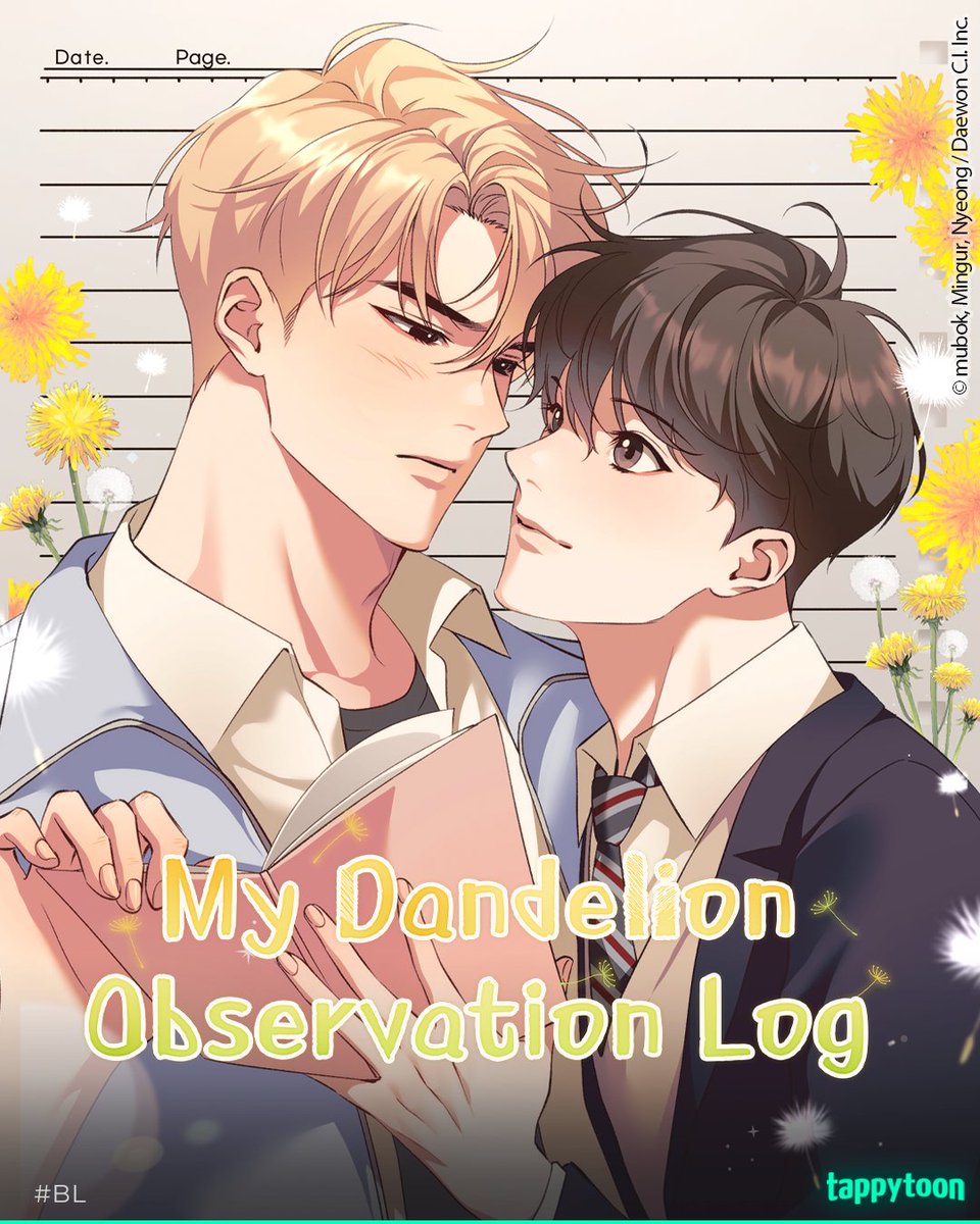 Tappy_toon's tweet image. Rumored troublemaker meets certified soft boy 🌼

New BL &amp;lt;My Dandelion Observation Log&amp;gt; now on Tappytoon! 

#Tappytoon #Webtoon #Manhwa #BL
