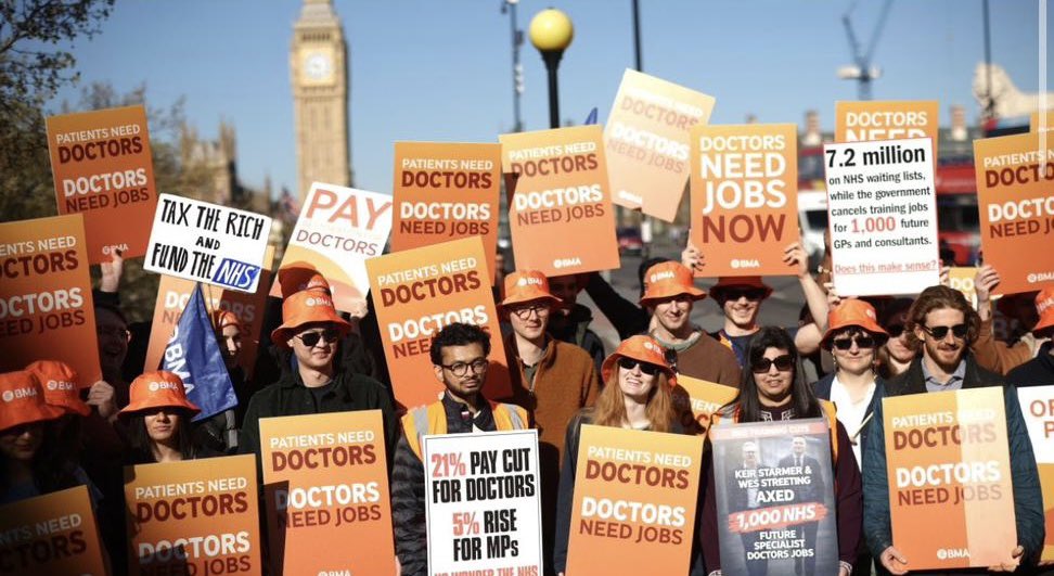 DrHWazir's tweet image. I was on the picket line yesterday, standing shoulder to shoulder with resident doctors across England on strike.

Not only did the Government shift the goalposts at the last minute by reducing investment and stretching it over three years, they axed 1,000 extra training jobs