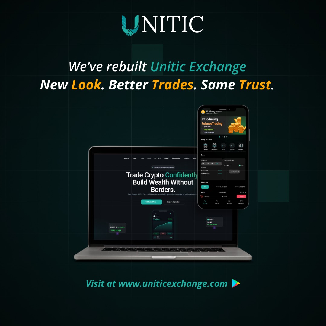 Unity Exchange 🚀 Unitic Exchange is upgraded! New Look 📈 Better Trades 🤝 Same Trust ...