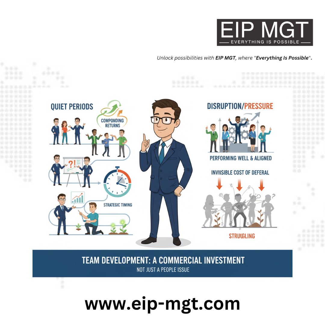 eipmgt's tweet image. Team development cut under pressure is most needed under pressure. It's infrastructure — not overhead. Invest now. #EIPMGT #everythingispossible