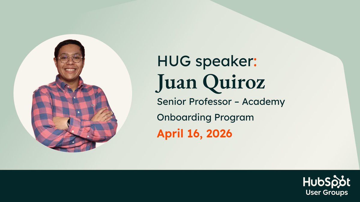 Meet our speaker: Juan Quiroz, Senior Professor at <a href="/HubSpot/">HubSpot</a>! 🎤
On 16 April 2026, he’ll share insights on reporting, from connecting your data to building reports that support better business decisions.
RSVP 👇
 hubs.la/Q048dfqx0