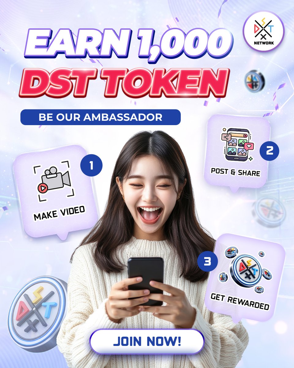 🚀 EARN 1,000 DST - JUST BY CREATING CONTENT?!
DxSxT Network is opening the door 🔓
Period: 8/4 – 7/5/2026

🎯 Create a video (>2 mins) featuring DxSxT Network
💰 Get 1,000 DST Tokens per approved video

Will you watch others earn... or be the one people watch? 👇