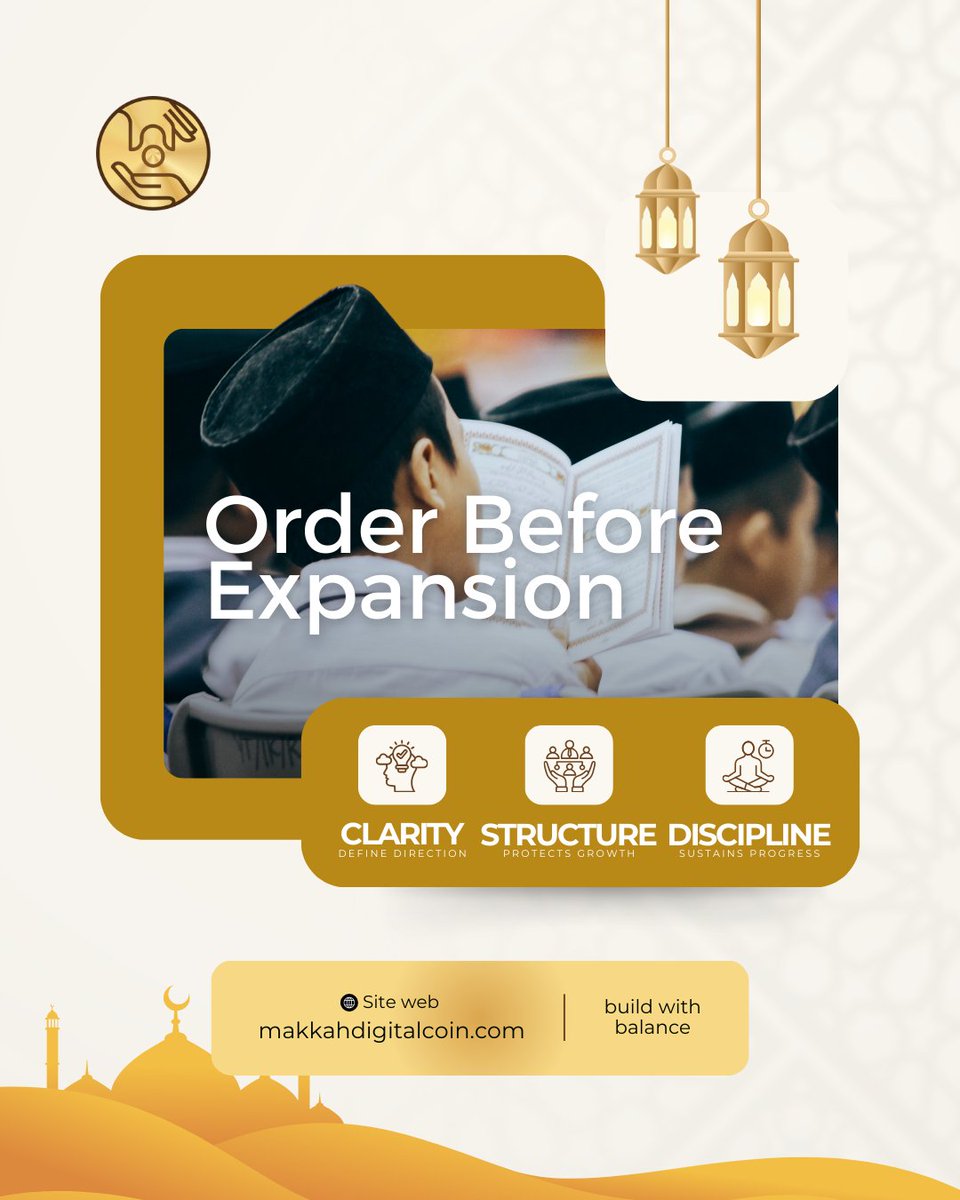makkahdgtalcoin's tweet photo. Expansion without order creates instability.

Structure allows growth to remain balanced and purposeful.

Build wisely before building bigger.

🌐 Join the reflection at https://t.co/ZUh1NZ48bL

#makkahdigitalcoin #innerorder https://t.co/T1oF9OZmnc