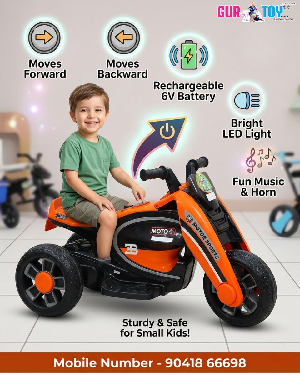 gur_toy23083's tweet image. 🚗 GURTOY® Kids Ride-On Bike – Smart Fun for Little Riders!
✨ Let your child enjoy a safe &amp;amp; exciting ride with our stylish battery-operated bike!
GURTOY® – Model Town, Ludhiana
🌐 gurtoy.in⁠
📞 90560-10298 | 90418-66698
#GurToy #KidsRideOn #RideOnBike #ElectricToy