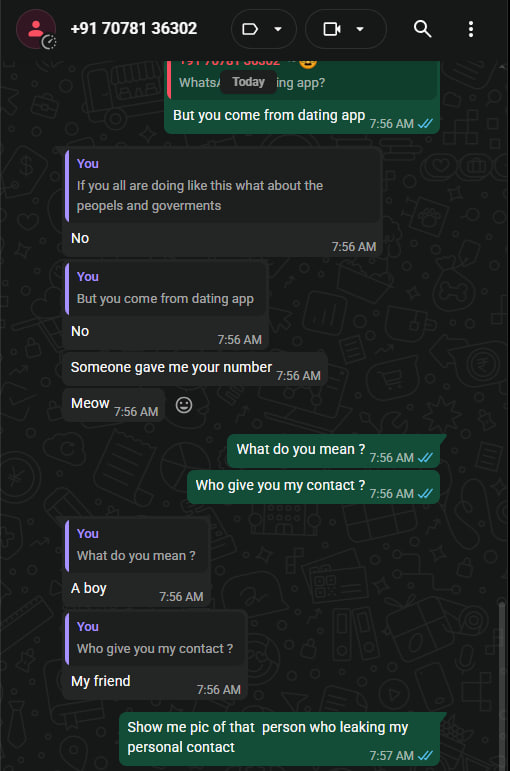 MnyMossa29271's tweet photo. Lol, now “secret soldiers” are texting random girls? What a shame.
Using our army’s name for this kind of nonsense is disgraceful you should be ashamed. Hope strict action is taken against such people.
#RespectOurArmy #ShamefulAct #StopFakeIdentity #IndianArmy #RespectNation https://t.co/wPfdeg2Bf8