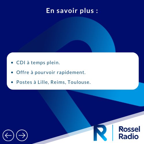 RosselRadioFR's tweet photo. 🎙️ Rossel Radio recrute !

Nous recherchons des animateurs(trices) passionné(e)s pour rejoindre nos équipes et faire vibrer nos antennes au quotidien.

📍 Postes à pourvoir à Lille, Reims et Toulouse

➡️ Candidatez dès maintenant : https://t.co/ean2RwQw09 https://t.co/FPPBRrb0mO