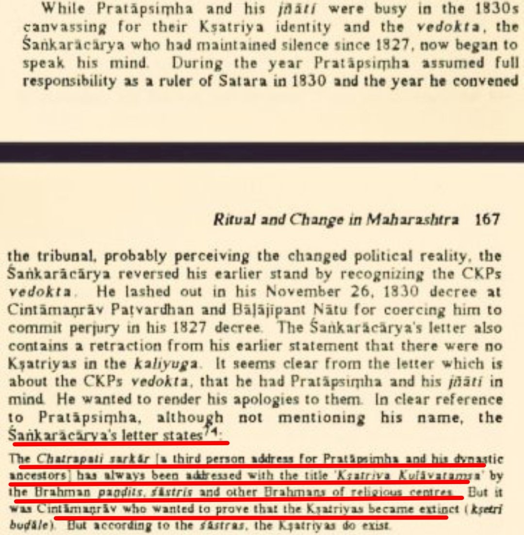 Aparantak's tweet photo. @Ezekiel16920 In 1830's Marathas were dragged in a dispute b/w CKP &amp; Broms

Shankaracharya's own letter state Patwardhan was forcing Shankaracharyas to give a diff verdict

Shahu Mhj's own letter - that Natu &amp; Company were against him these guys won't dance without Tilak &amp; patwardhan support. https://t.co/bl1qGpR3wj
