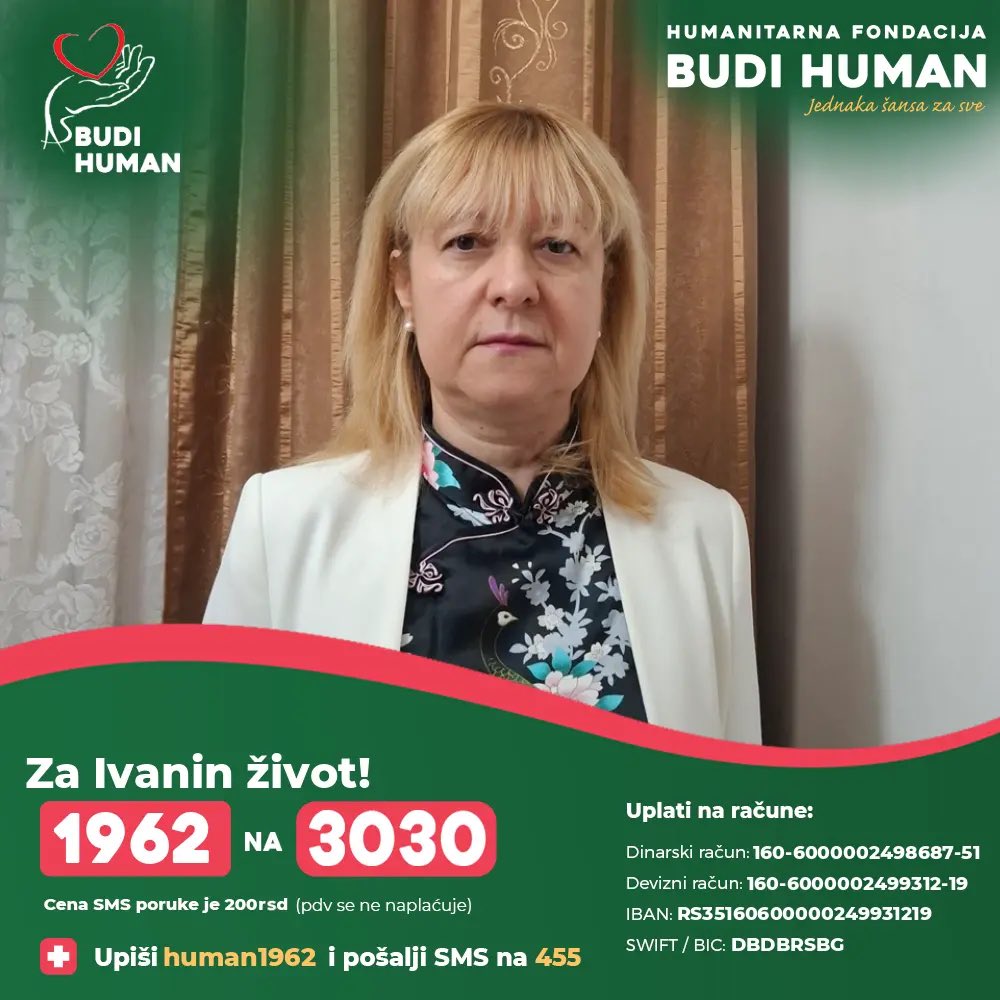 Ajmo braco, ženi su preko potrebne pare, molim Vas sve da pošaljete SMS 1962 na 3030, jedna poruka je ništa, a nekome život, možete bar RT! 🙌🤍