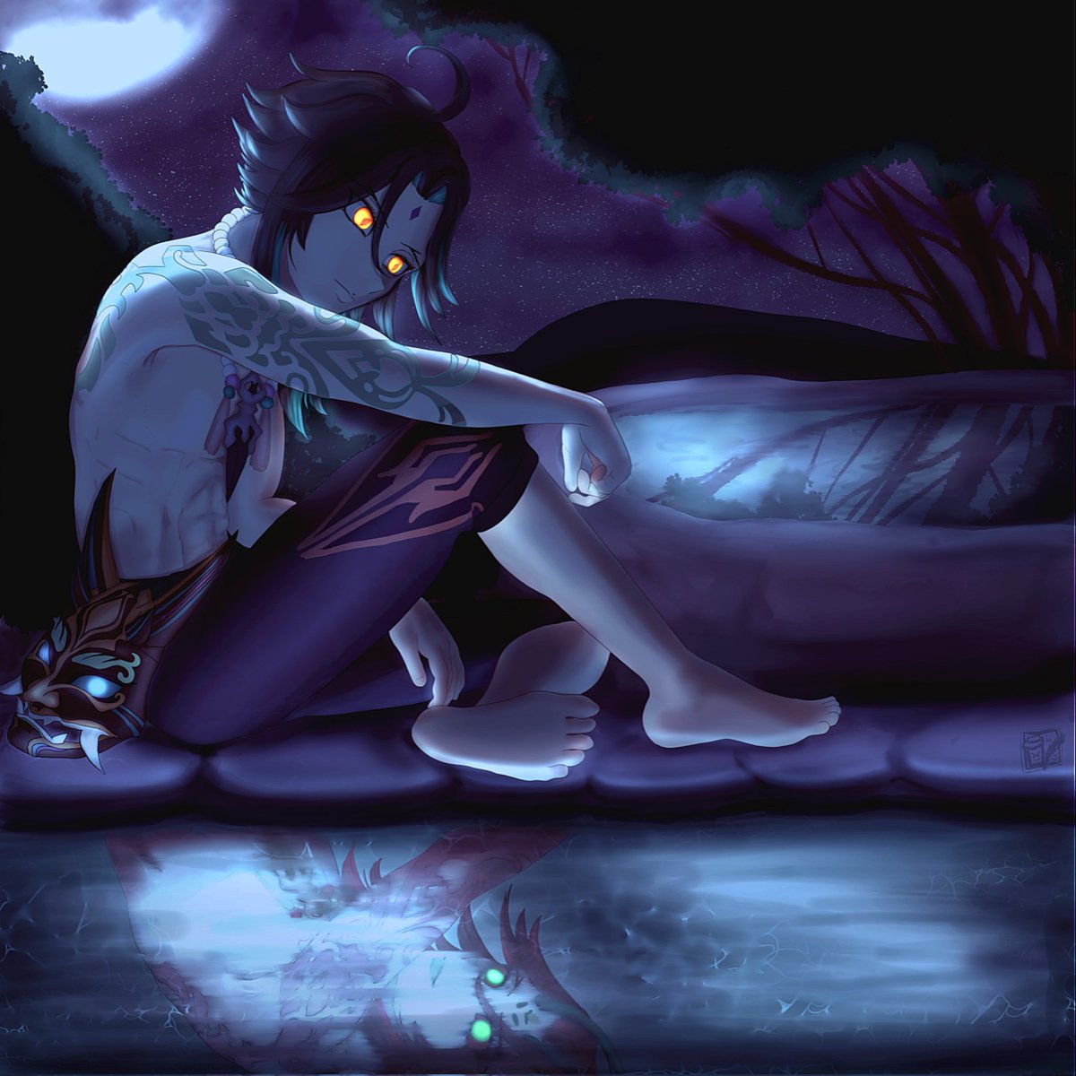 An old art. I realize I haven't posted a lot of my other art here. Slowly trying to remedy that. 

#xiao #adeptusxiao #xiaofanart #oldart