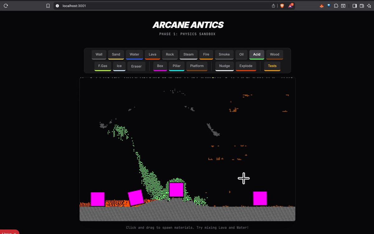 PlatoEvolved's tweet photo. AI tackling physics simulations! 🧪 See how Morgan Page is getting AI to generate a falling sand/rigid bodies sim for Arcane Antics. Phase 1 is a complicated but fascinating step! #AIGameDev #PhysicsSimulation... https://t.co/7Ne1xSIwpa