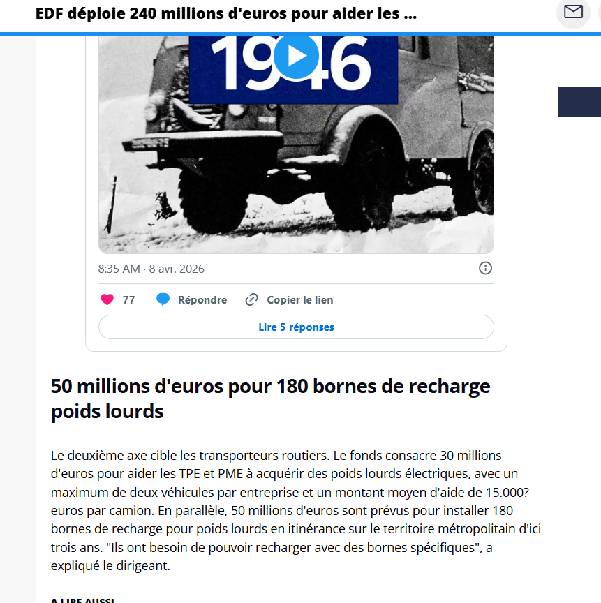 MediumTrade's tweet image. #trading #dbt 50 M€ investis pour déployer 180 bornes de recharge dédiées aux poids lourds en France d’ici 3 ans. 
Un levier concret pour décarboner la logistique 👇
flexiflotte.fr/vehicules/cami…