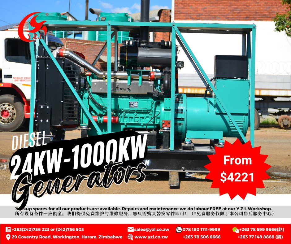 YWholesalers's tweet photo. HIGH-QUALITY &amp; EFFICIENT GENERATORS AVAILABLE AT Y.Z.L WHOLESALERS

#YZLWholesalers #farming #mining #industrial #electrical #farmingzimbabwe #generators #senci #loadshedding #power #electricity #changchaigenerators #changchaigensets #dieselenginegenset #industrialgenerators https://t.co/OQhBpXX8xB