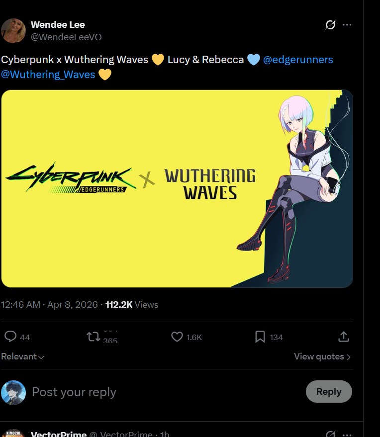 iYatoOfficial's tweet image. Breaking News :

The voice director of Cyberpunk 2077 confirms that Lucy and Rebecca are coming to Wuthering Waves by giving us a small hint...

#WutheringWaves #Cyberpunk2077 #Gacha