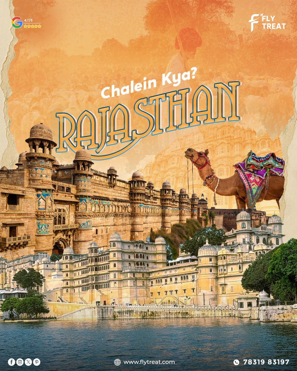 Flytreat_Tour's tweet photo. Chalein Kya Rajasthan? 🏜️✨

Royal palaces, desert adventures &amp; food that feels like a celebration — Rajasthan isn’t just a destination, it’s an experience! 👑🔥

Let Flytreat craft your perfect escape ✈️🌍
📞 78319 83197 https://t.co/w0pEsTRmKQ