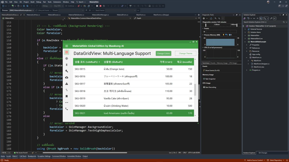 IBasskung's tweet photo. Turn old DataGridView (XP-style UI, flickering, Thai clipping issues) into a modern, smooth grid with clean typography and no lag ⚡
เปลี่ยน DataGridView จาก UI เชย กระตุก ให้เป็นตารางลื่น สวย อ่านง่าย ระดับ Modern Web 🚀
#iBasskungAI #MaterialSkin #Csharp #DataGridView https://t.co/QwKLyFG4R1