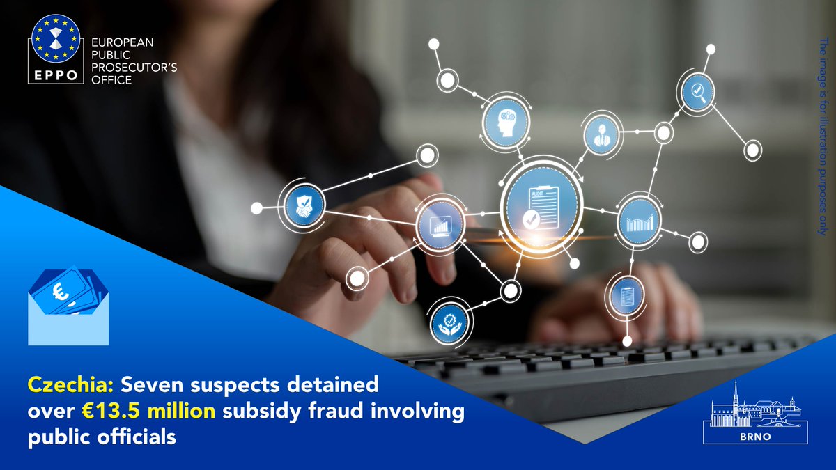The EPPO in Brno 🇨🇿 has dismantled an organised crime group involving public officials suspected of wrongdoing in subsidy procedures for the reconstruction of research premises. 7 suspects were detained today by <a href="/PolicieCZ/">Policie ČR</a>, incl 3 public officials. More: eppo.europa.eu/en/media/news/…