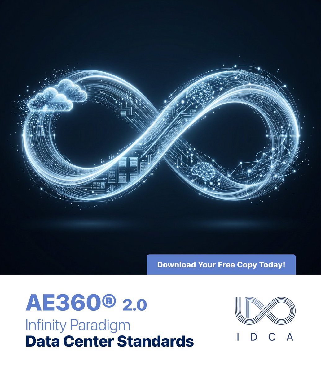 IDCAorg's tweet photo. With the advancements of AI and the emergence of GW-scale AI factories, the International Data Center Authority (IDCA) today announces the release of AE360®️ 2.0, the global standards framework for data centers in the age of AI, underpinning the Infinity Paradigm®️.

As digital infrastructure becomes the foundation of the global economy, traditional approaches to evaluating data centers and technology environment stacks are no longer sufficient. The complexity of modern application ecosystems, driven by AI, cloud, and high-performance workloads, requires a fundamentally new model.

AE360®️ 2.0 introduces a holistic, application-centric framework that aligns infrastructure, technology, and operations with real business outcomes. It establishes a unified methodology to measure performance, assess risk, and optimize the full Application Ecosystem®️.

Developed in collaboration with IDCA’s leadership, Board of Advisors, and Technical Standards Committee, and global industry experts, AE360®️ reflects a collective effort to define the next generation of digital infrastructure standards.

The framework evaluates systems across:
•⁠ ⁠Seven (7) interdependent layers of the Application Ecosystem®️, the Application Delivery Model (ADM), and the Application Delivery Infrastructure (ADI)
•⁠ ⁠Seven (7) core efficacies, including availability, capacity, resilience, sustainability, security, innovation, and efficiency

This approach enables organizations to move beyond fragmented metrics toward a comprehensive, measurable, and outcome-driven standards model for digital infrastructure conformance and compliance.

AE360®️ is not an incremental advancement. It represents a paradigm shift and the redefinition of how digital infrastructure is designed, evaluated, and operated in the era of AI and the digital economy.

Download Link: https://t.co/eDcBq0nLgi

Press Release: https://t.co/yh92MKKVye

Great thanks to: Mehdi Paryavi (@MehdiParyavi), Gordon Gillerman, Rich Zanatta, Vladimir Prodanovic, Dr. Simona Anamaria Marinescu (@SMarinescu_UN), Greg Sly, Peter Gross, Eric Wendorf (@edubious), Joseph R. Alvarez, Karl Rose, Rick Collins, Mark Minevich (@MMinevich), Lance Shinall, Dikran Kechichian, Jamie Kinsey, Frank Konieczny, Michael Lesniak (@lesniakm), Richard Bowie, Carlos Limon, Mark Thiele (@mthiele10), Paul M Jankowski (@pmjankowskidcis), Kevin Luong, Silvana Oliva, Jordan Potts, Shawn Zandi (@ShawnZandi), Ashley Pridemore, James Connor, Buddy Rizer (@buddyrizer), Robert Sullivan, Douglas Dreher, Charlie Cheng, Saleheh Vahaji, Bruce Armstrong Taylor (@BTaylor_DXP), Joseph Yuen, Samuel Visner, Waldo Waldman, Joseph Lance Walker, Christopher Neil, and Jason McGinnis