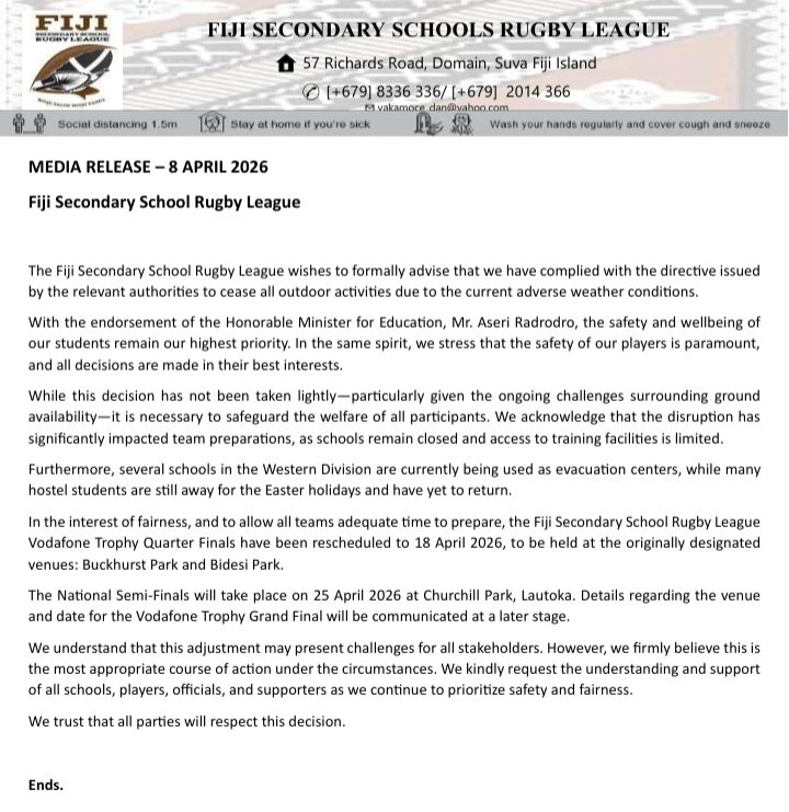 Fiji Secondary Schools Rugby League (FSSRL) tweet media