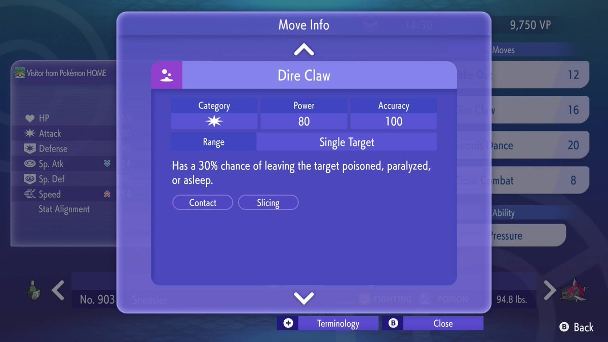 VGCVictoryRoad's tweet photo. Dire Claw secondary-effect chances to inflict a status condition have been decreased in #PokemonChampions from 50% to 30%! https://t.co/IPxqBIiQ7x