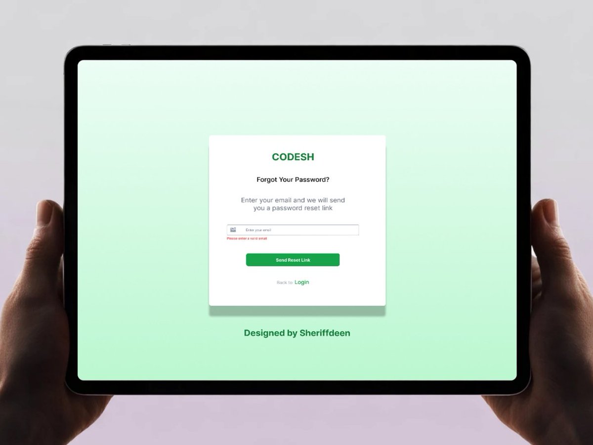 Sheriff67685105's tweet photo. Day 3/30 — MyTechAfrica UI Design Challenge 🚀

Today’s task: Forgot Password Screen — designing a smooth password recovery flow to help users regain access easily. Focused on clarity, guidance, and a clean user experience.

#mytechafrica #uidesignchallenge https://t.co/nbIdgOnxyn
