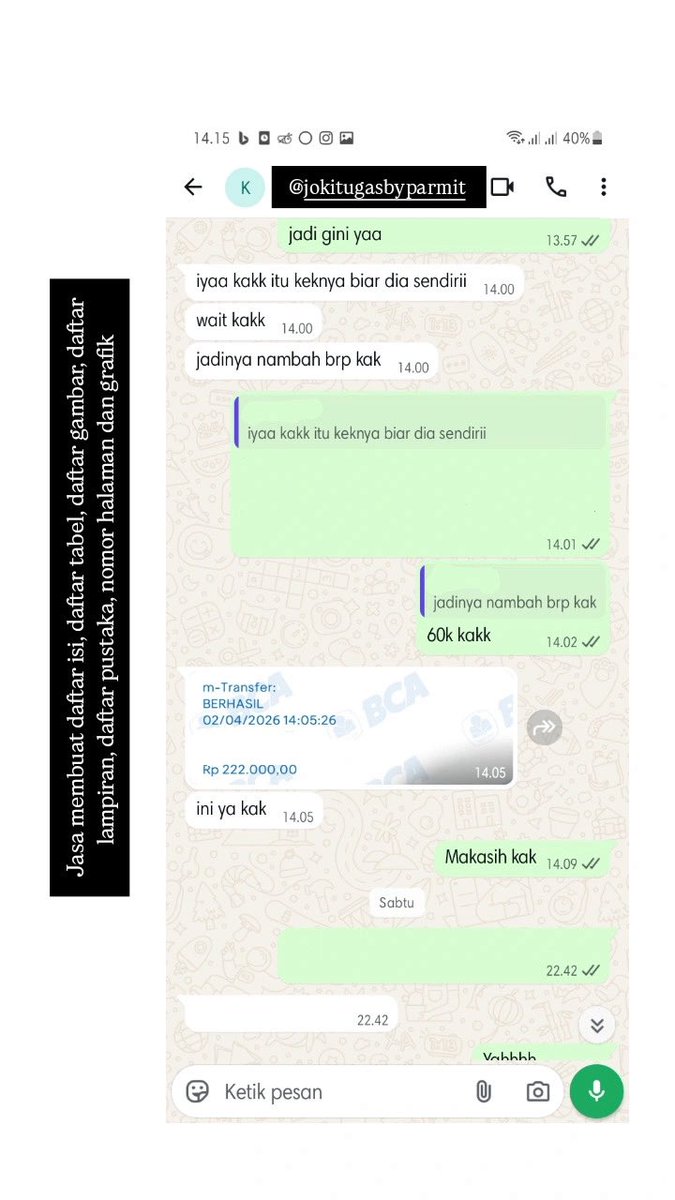 Parmitjoki's tweet photo. - daftar isi, tabel, gambar, lampiran, nomor halaman, daftar pustaka, grafik
- daftar isi dan nomor halaman https://t.co/C5R0AD5QFU