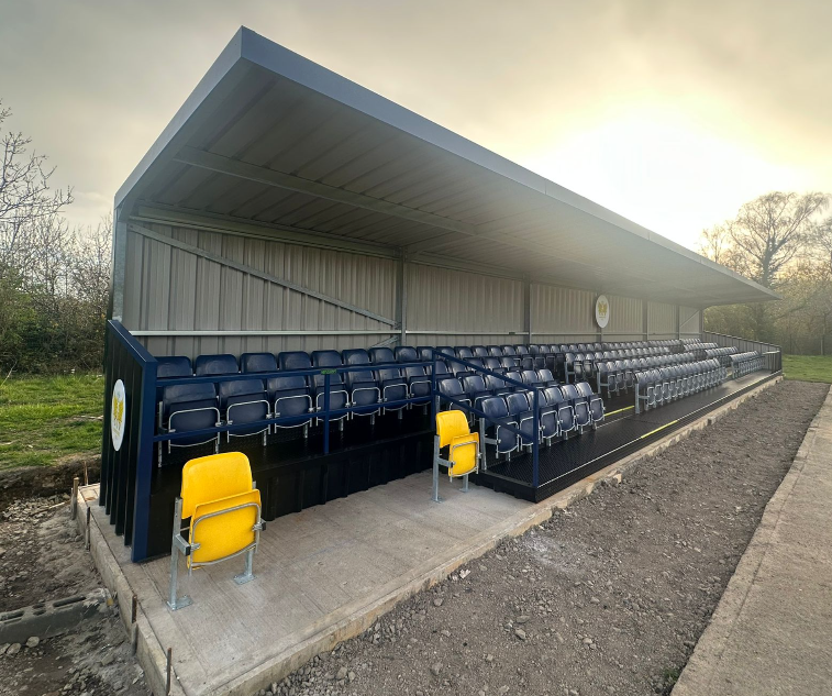 EliteStands's tweet photo. 150 seater installed for @Treowenstarsfc a couple of weeks late owing to the horrendous weather from February, thanks to the club for their patience, we hope you enjoy the stand and congrats on a great first season in Tier 2 and good luck in the League Cup Final ⭐️🔵 https://t.co/kO2kmdKz9B