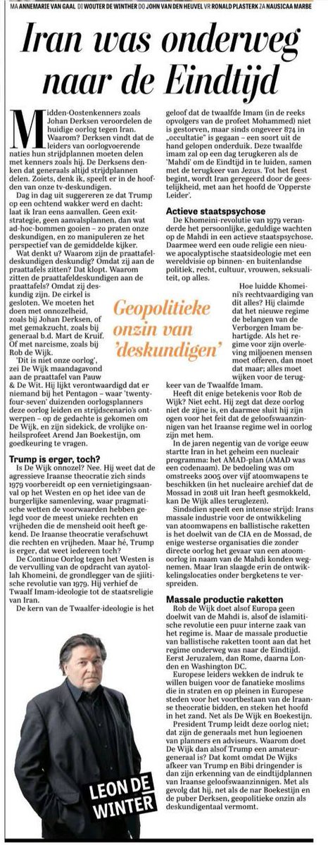 AsafHaLevi69's tweet photo. Column van de week van Leon de Winter.

#LeondeWinter 
#Iran #Trump https://t.co/BTgMi9IAC0