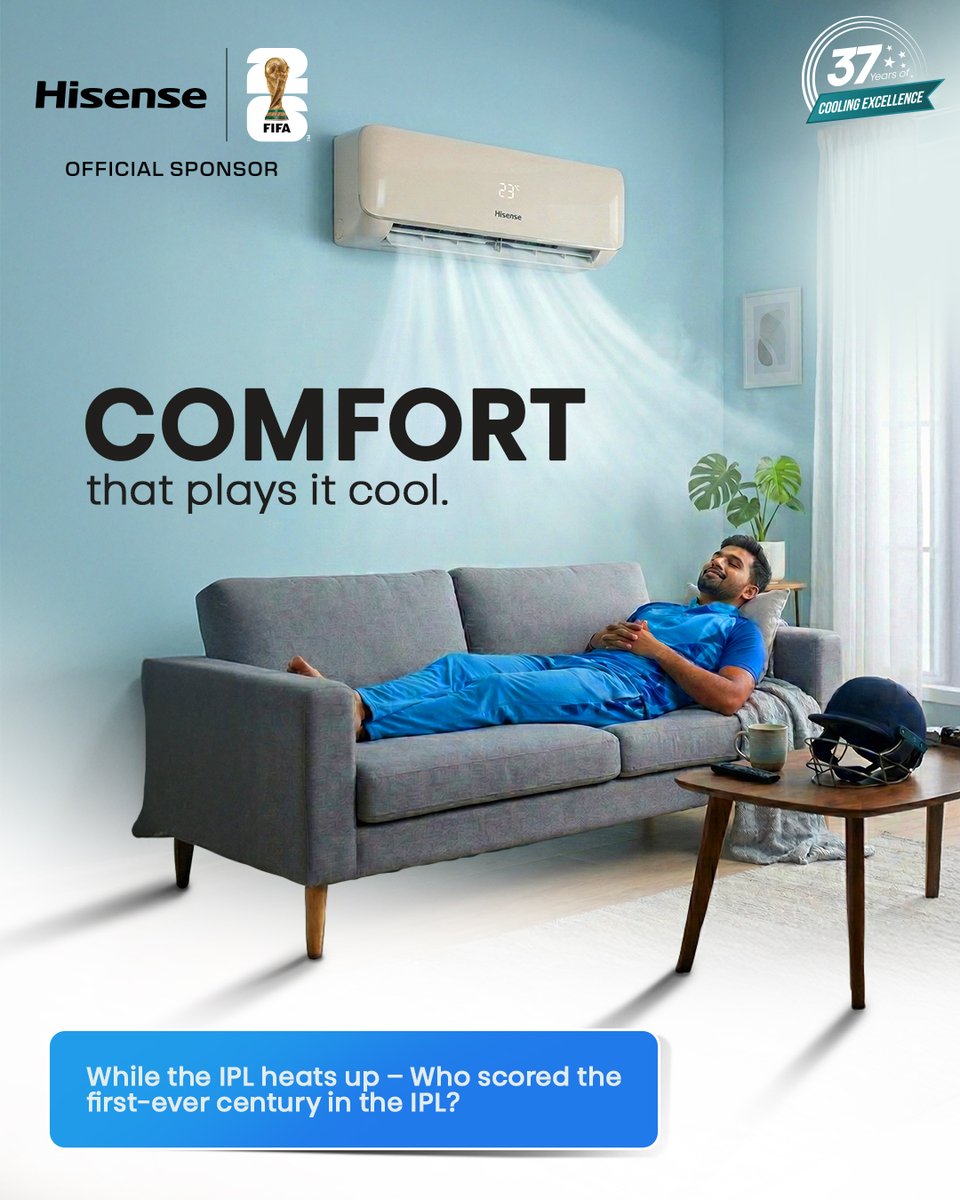 Hisense_IND's tweet photo. The match heats up.
Your room doesn’t have to.
Stay cool with Hisense AC. 🏏❄️

#HisenseIndia #AIPowered #HisenseAC #GentleCooling #IPLSeason

[IPL Season, 5 In 1 Convertible AC, Summer, Heat, Cooling, AC, Hisense, Hisense India] https://t.co/G5gttSb1Ry