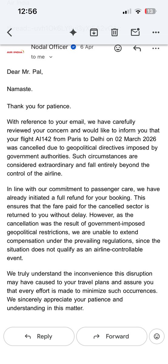 ngsmaa's tweet photo. @airindia Please have a look the rude response from @airindia what a shame! @TataCompanies @PMOIndia @MoCA_GoI @DGCAIndia https://t.co/OeZMXezYw9