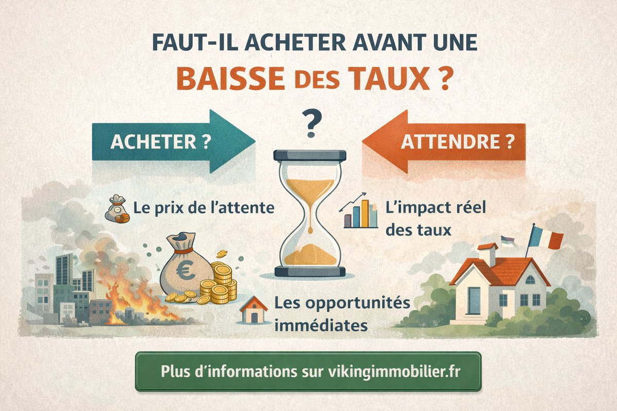 vikingimmo's tweet photo. 📉 Attendre la baisse des taux pour acheter ? Mauvaise stratégie ❌

🏡 Les prix bougent
📈 Les taux évoluent
⏳ Le timing parfait n’existe pas
👉 Et si le meilleur moment… c’était maintenant ?
Explications 👇

#Immobilier #TauxInteret #Investissement #Immo #France #AchatImmo https://t.co/RBASxBwBde
