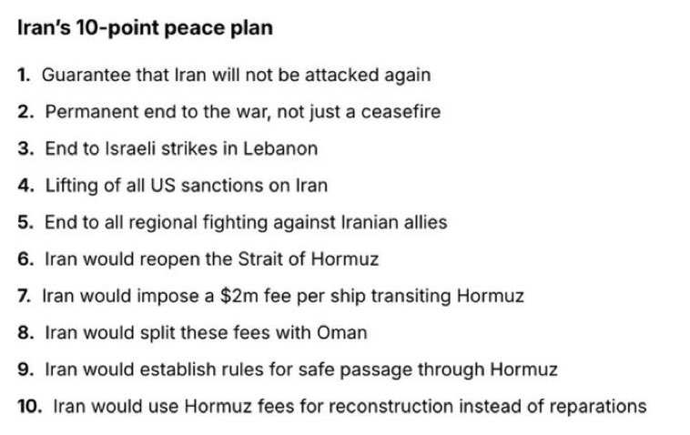zarinmohib's tweet photo. د ایران او امریکا اوربند "۱۰" ماده ییز پلان. 
Here’s the 10 point peace plan. https://t.co/NCqmuLxx0Y
