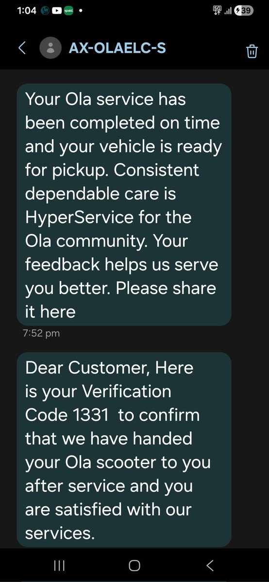 dibya_official's tweet photo. My ola scooter is at service center nearly 6 months ago. It's not repaired yet but the message I got 2 days ago that vehicle is ready to pickup. When I contacted service centre although they are not picking up phones i visited service centre they said it's not repaired yet. WTF? https://t.co/wkOlYZe68Z