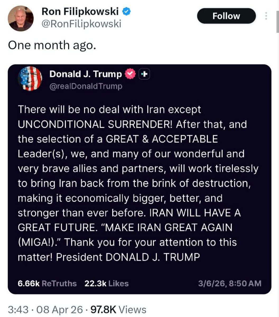 dkhtr944481's tweet image. کنایهٔ تحلیل‌گر آمریکایی به ترامپ

🔹ران فیلیپکوفسکی: ترامپ یک ماه پیش گفته بود: هیچ توافقی با ایران در کار نخواهد بود مگر تسلیم بی‌قید و شرط!
#شکست_آمریکا
#EpicFail