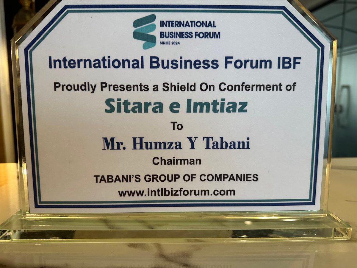 humzatabani's tweet image. Mr. Ali Arsh Khan, Founder &amp;amp; Chairman IBF, visited Tabani Group HQ Karachi and presented a shield on Sitara-e-Imtiaz conferment. Privileged to be Patron IBF (International Business Forum)
#IBF #TabaniGroup #SitaraEImtiaz #Leadership #Pakistan #tabanicorporation