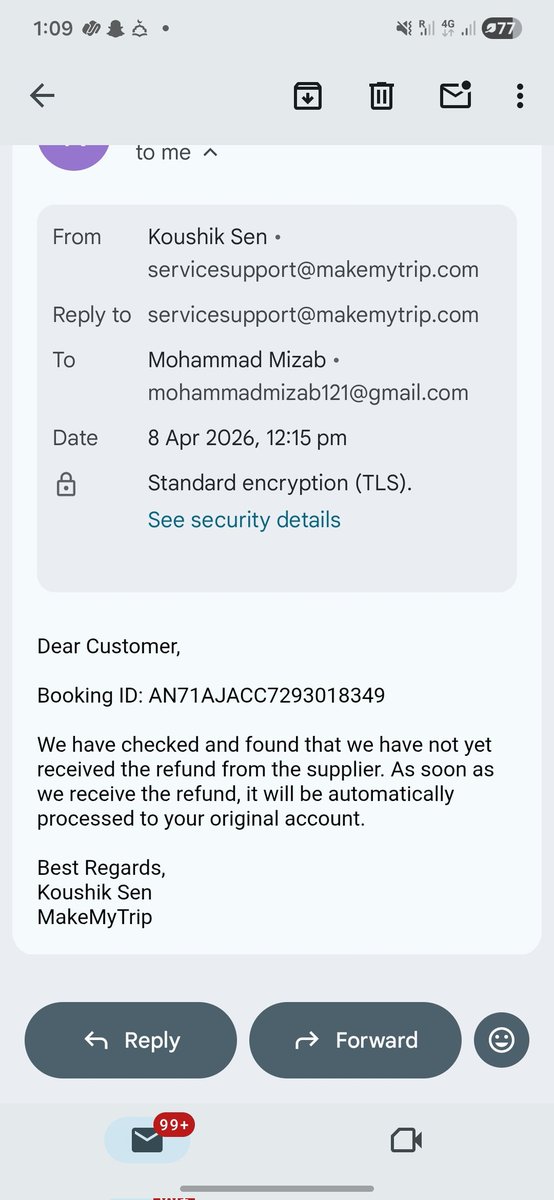 mohammadmizab's tweet photo. Requesting @MoCA_GoI and @DGCAIndia to intervene. @MakeMyTrip is denying receipt of a refund that you have confirmed as sent ​Booking ID: AN71AJACC7293018349.

​Need this resolved as the "travel partner" (MMT) is stalling.

​@MakeMyTripCare @ConsumerCourt #AviationIndia #Refund https://t.co/MxppAH7m0L