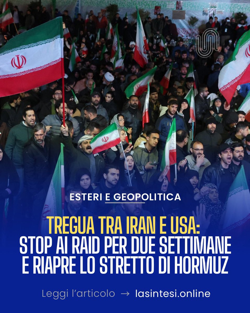 LaSintesiItalia's tweet photo. Il mondo tira un sospiro di sollievo: Stati Uniti e Iran hanno accettato una tregua di due settimane.
Leggi l’articolo completo su #LaSintesi 👉 https://t.co/p8VoiqZE0d https://t.co/Tcoe1lCZsC