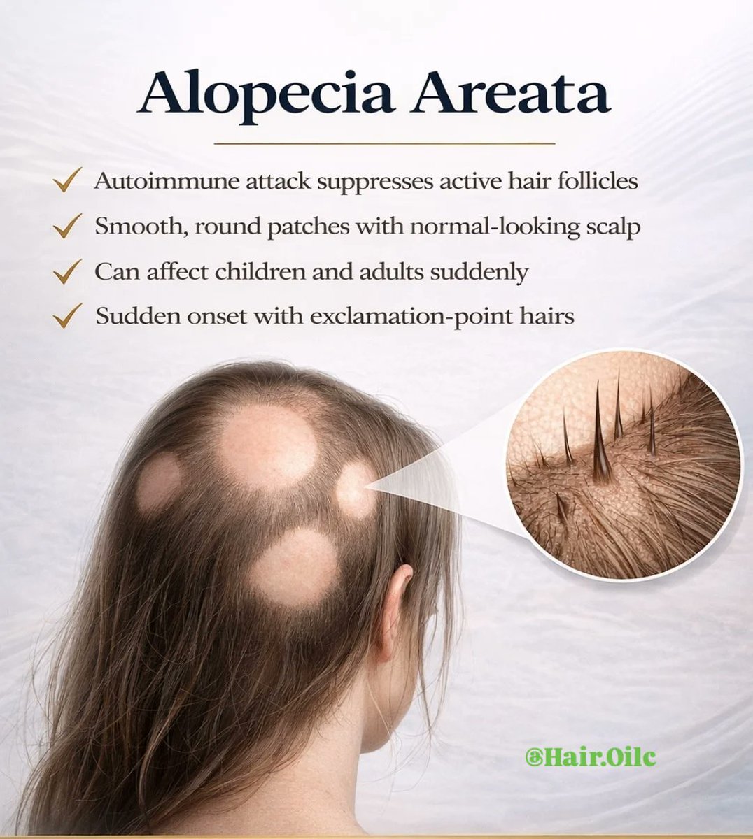 HairOilc's tweet photo. 🚨 5 Types of Alopecia You Should Know!

#alopecia #hairloss #hairfall #hairgrowthtips #hairproblems #scalpcare #hairhealth #naturalhaircare #hairfallsolution #hairlosstips #healthyhair #hairgrowthjourney #reelitfeelit #viralreels #haircaretips
#alopecia #hairloss #hairfall https://t.co/ulrYnheRC3