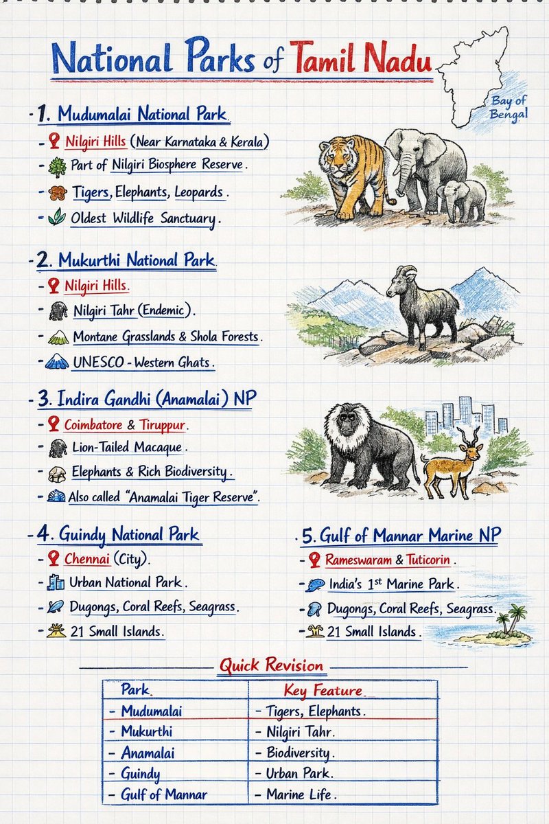 kunalrv's tweet photo. National parks in Tamil Nadu.

#UPSC https://t.co/Rc77Bc6vj7