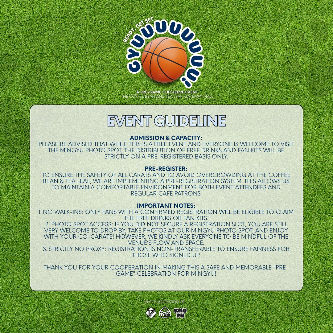 Ready for the ultimate pre-game? 🏀☕️
Grab your caffeine and gear up for MINGYU at our Free Cupsleeve Event! 

📍 The Coffee Bean &amp; Tea Leaf, Gateway Mall
📅  April 11, 2026 | 1:00 PM – 4:00 PM only
🎟 This is a FREE event but PRE-REGISTRATION is a must to score the free goods!
