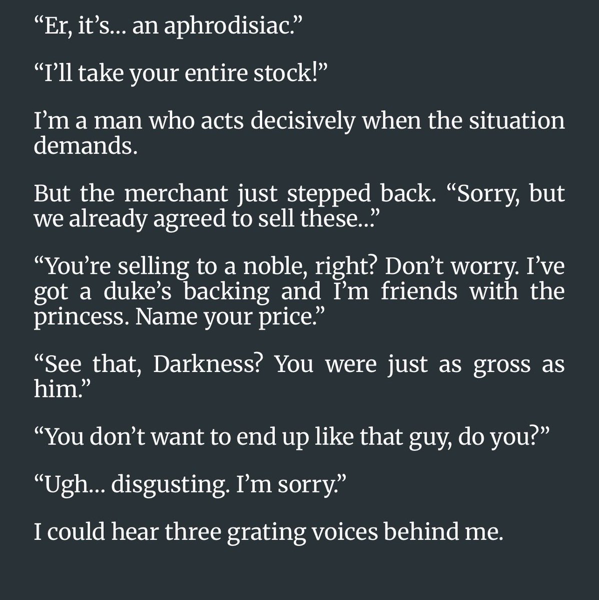 S4Speedstyle's tweet photo. @alvaro_velero I have a question. Where Darkness likes the idea of her fantasies but never acts on them while Kazuma would act on his fantasies but chickens out at the last second, even Darkness is shown that she can be disgusted with Kazuma. How would you interpret that? https://t.co/27vr1iKSRR