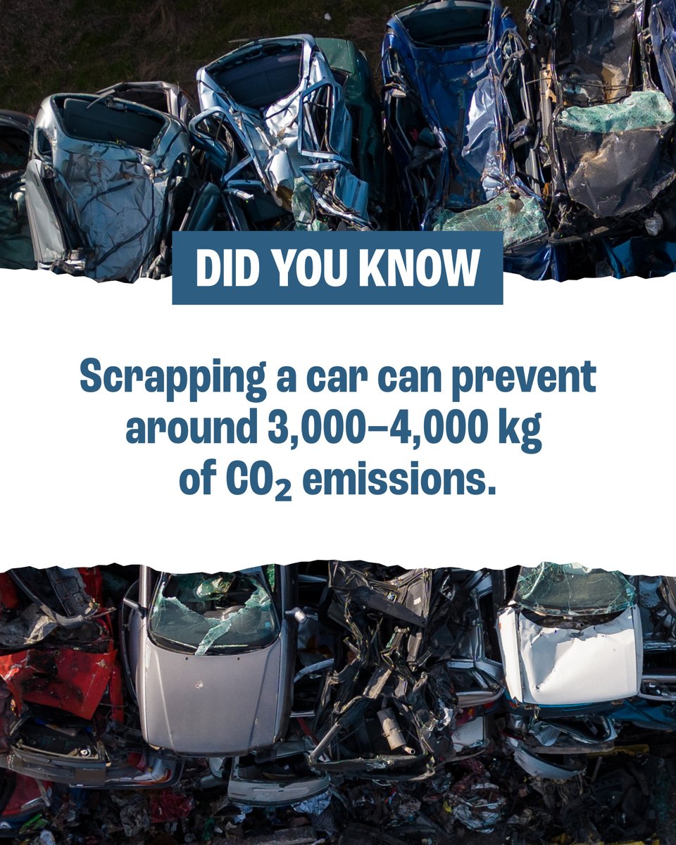 JDavidsonScrap's tweet photo. Did you know...? 🤔 🌎

Recycling one car with a scrap metal dealer prevents around 3,000-4,000 kilograms of CO2 emissions?

Proof that scrapping your car isn't just great for your pocket, it's great for the planet too. 🌱 https://t.co/XcwZq3VRzX