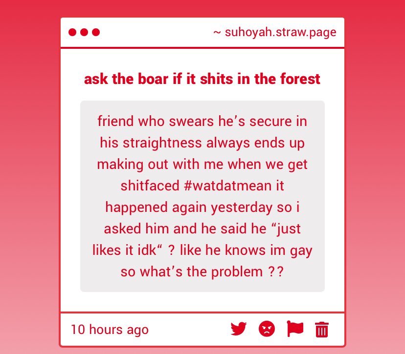 t4tshse's tweet photo. #datmean he is obviously not straight my friend, especially if he says he “likes it” bro…. the problem is he thinks that he can use your sexuality as a way to securely let himself go without worry. its sad, really, i would talk to him when ure NOT shitfaced. good luck!!!!! https://t.co/E9LEgC7I51