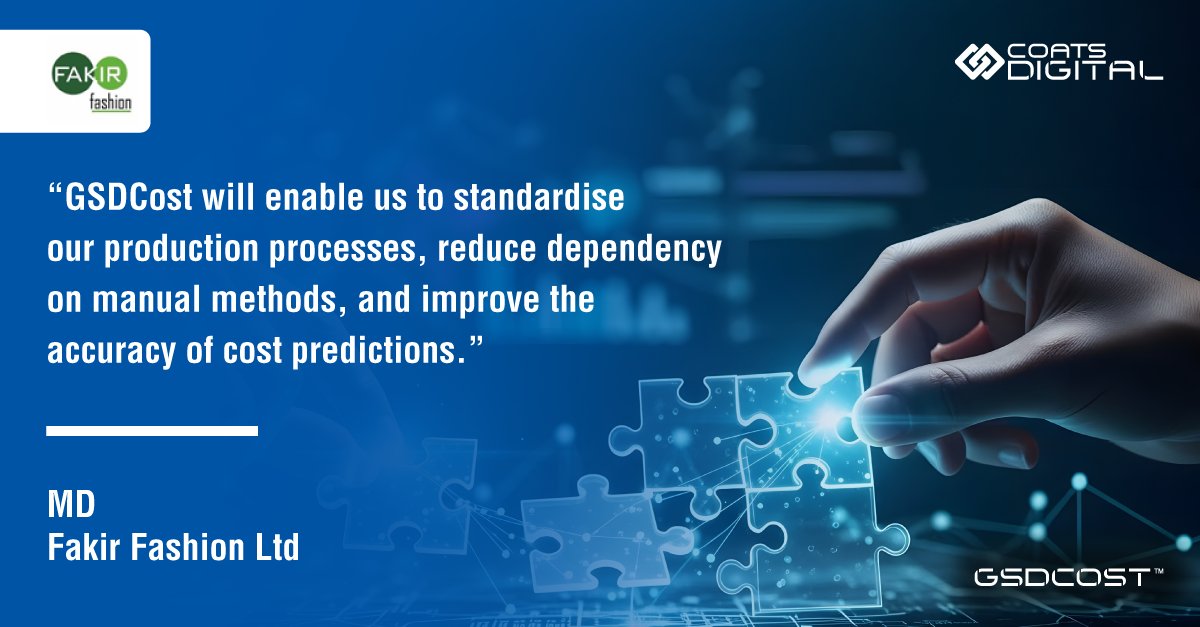 GSDCost is set to achieve a minimum 2% improvement in productivity whilst establishing robust cost efficiencies to support Fakir Fashion Limited's growth strategy.

Read more here:eu1.hubs.ly/H0sXFsb0

#coatsdigital