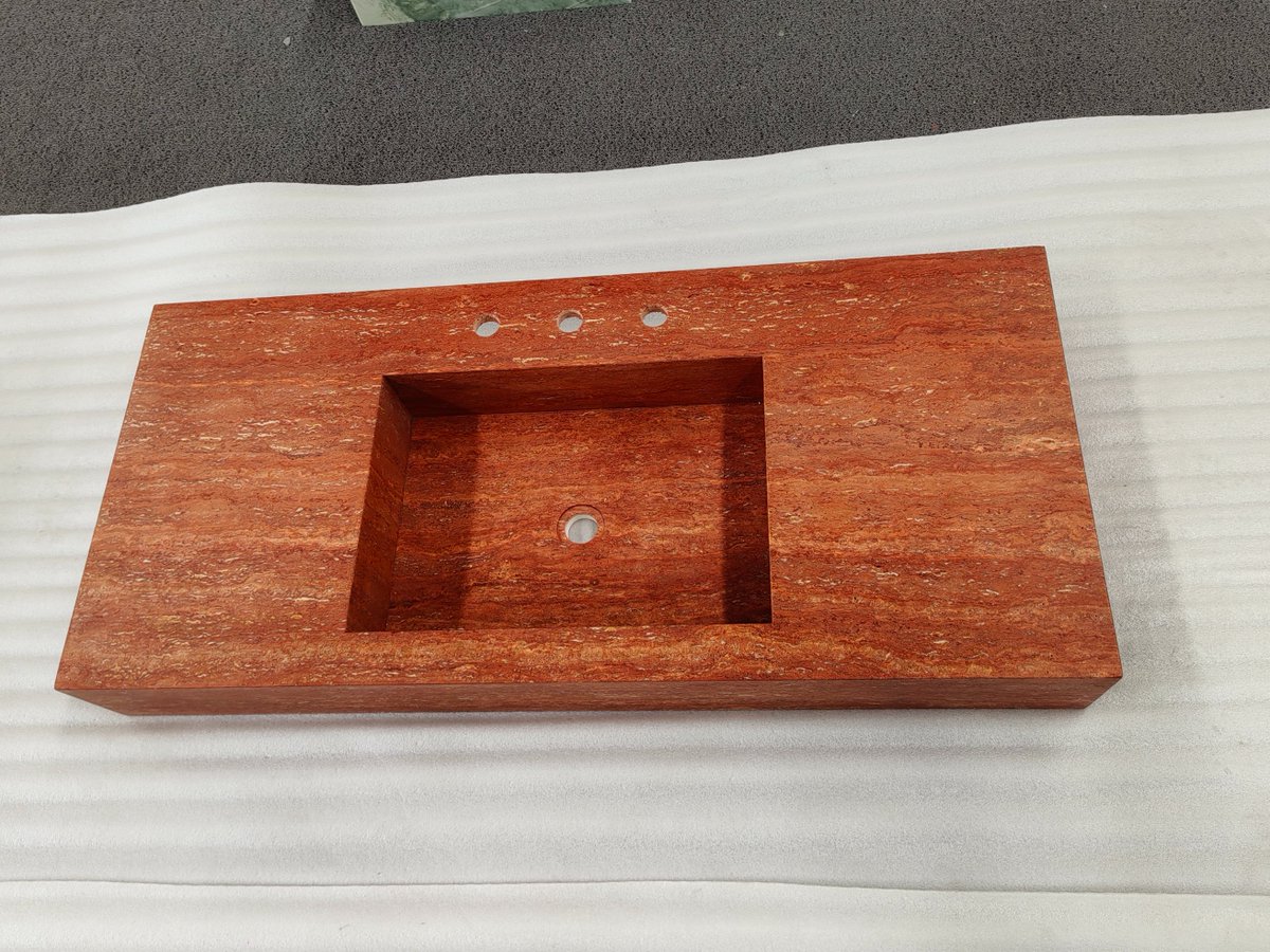 DaleiStone's tweet photo. Exquisite One-piece Red Travertine Countertop Vanity Sink

Elevate your bathroom aesthetics with this masterfully crafted integrated  vanity top.

Welcome to inbox us for price.

marbledl@daleistone.com

https://t.co/IfoA90kOuq

#travertine #basin #countertop #bathroomdesign #DL https://t.co/sJGs1ivdqT